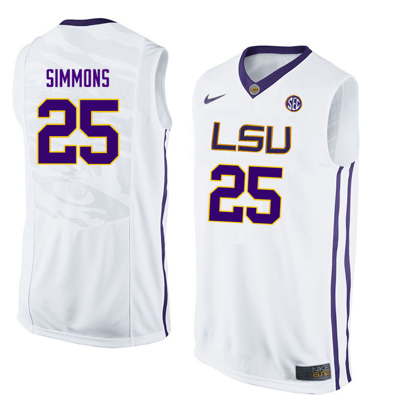 Men LSU Tigers #25 Ben Simmons College Basketball Jerseys-White